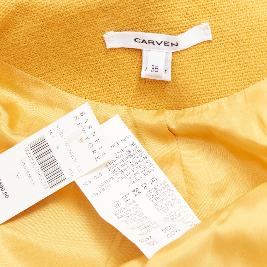 CARVEN 2013 yellow wool blue long sleeve pocketed double breasted jacket FR36 S