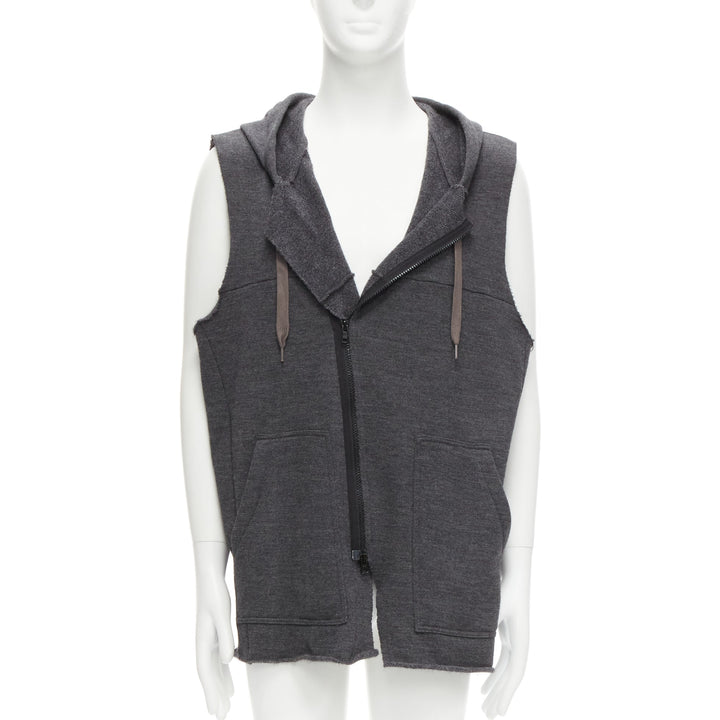 UNDERCOVER 2007 wool angora blend raw edge sleeve hooded vest JP3 L