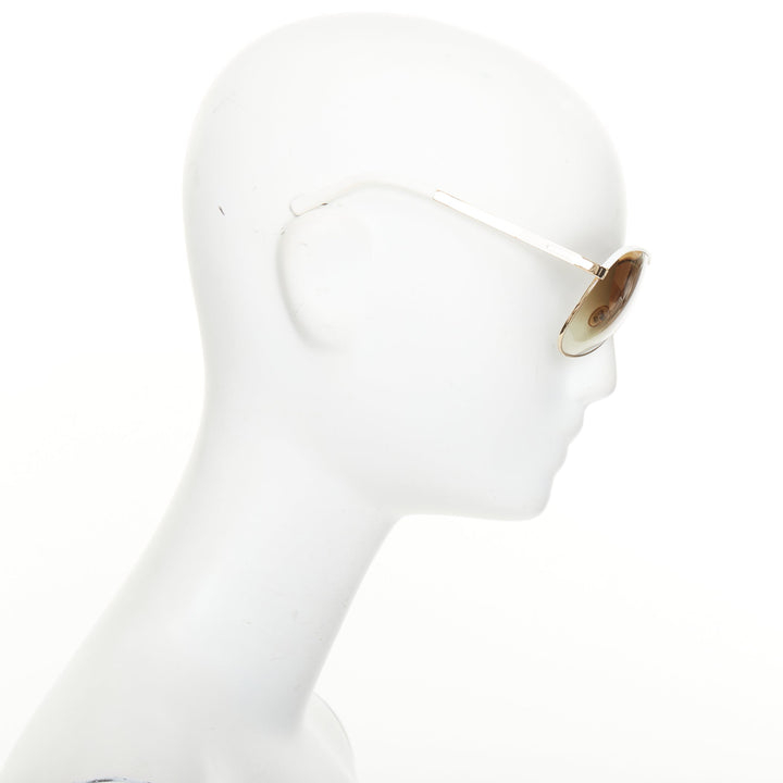 GUCCI 2008 Vintage GG 1827/S white enamel bar gold aviator sunglasses shades