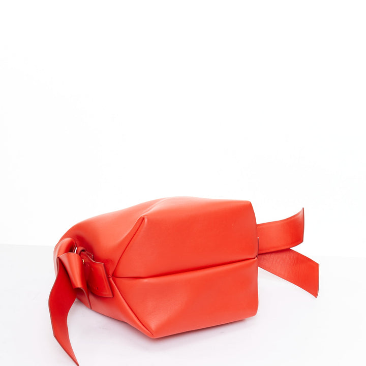 ACNE STUDIOS Musubi Mini red smooth leather ribbon side top handle bag