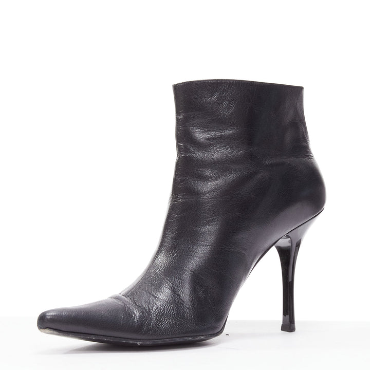 OLD CELINE Phoebe Philo black leather ankle bootie heels EU38.5