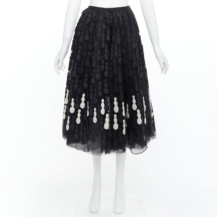 OSCAR DE LA RENTA 2006 black nylon silk tulle applique skirt US4 S