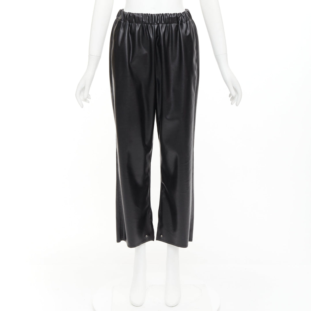 MAISON MARGIELA MM6 black faux leather grommet cropped pants IT38 XS