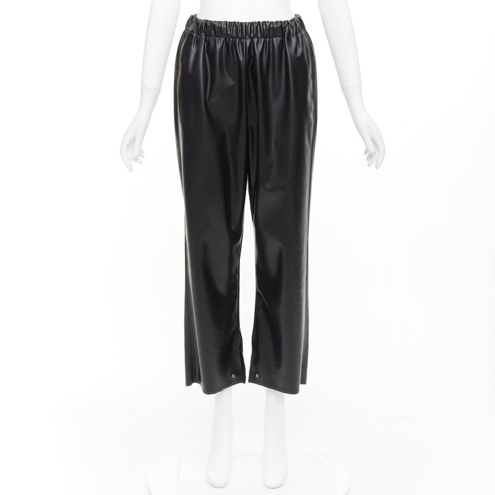 MAISON MARGIELA MM6 black faux leather grommet cropped pants IT38 XS