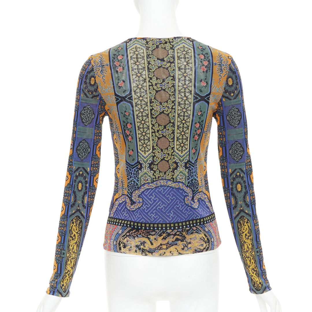 VIVIENNE TAM purple Dynasty chinoiserie dragon birds print long sleeve top