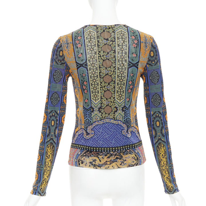 VIVIENNE TAM purple Dynasty chinoiserie dragon birds print long sleeve top