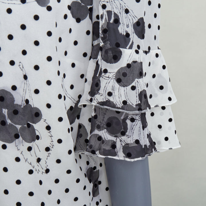GIAMBATTISTA VALLI 2019 polka dot floral print tiered silk flounce blouse  top