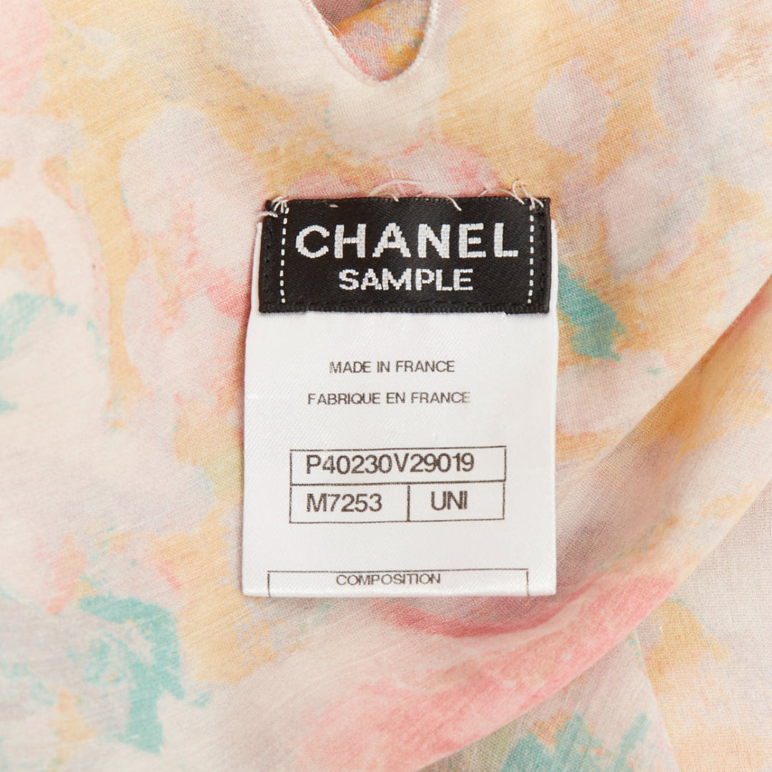 CHANEL 2011 Runway abstract watercolor silk cotton mix caftan maxi dress OS