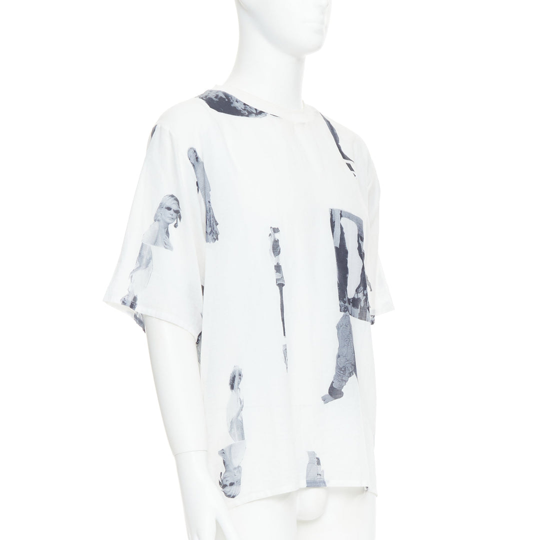 BLESS BERLIN  N31 white grey abstract portrait print boxy top S