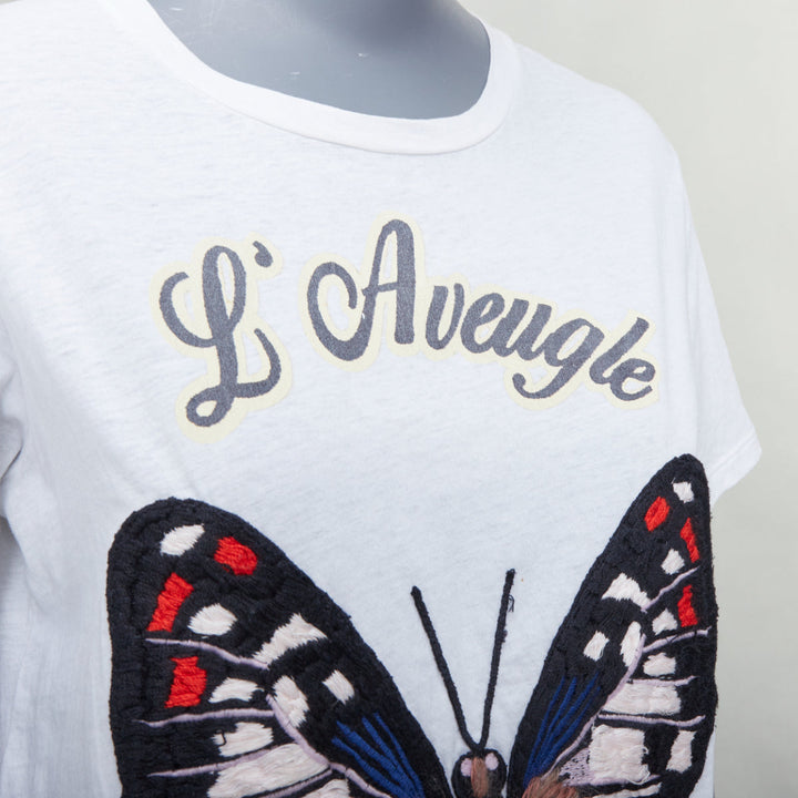 GUCCI L'Aveugle Par Armour white butterfly embroidered tshirt S