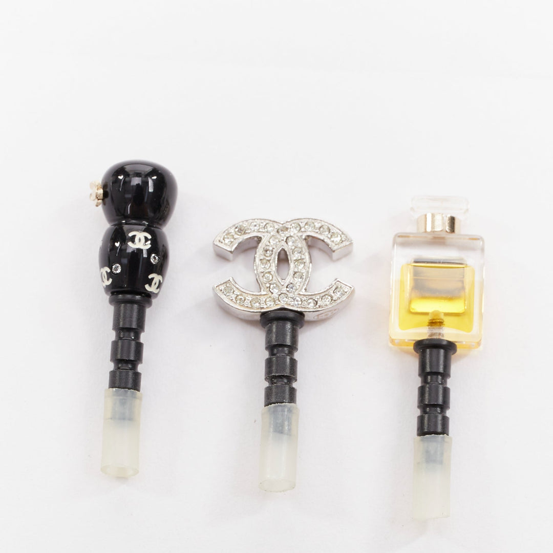 CHANEL No.5 Perfume Pave Crystal Babushka Doll phone charm plug Set of 3