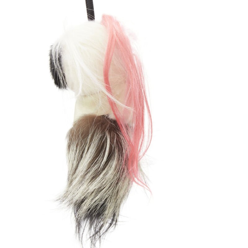rare FENDI Karlito 2014 Large limited pink mink fox fur bag charm keyring