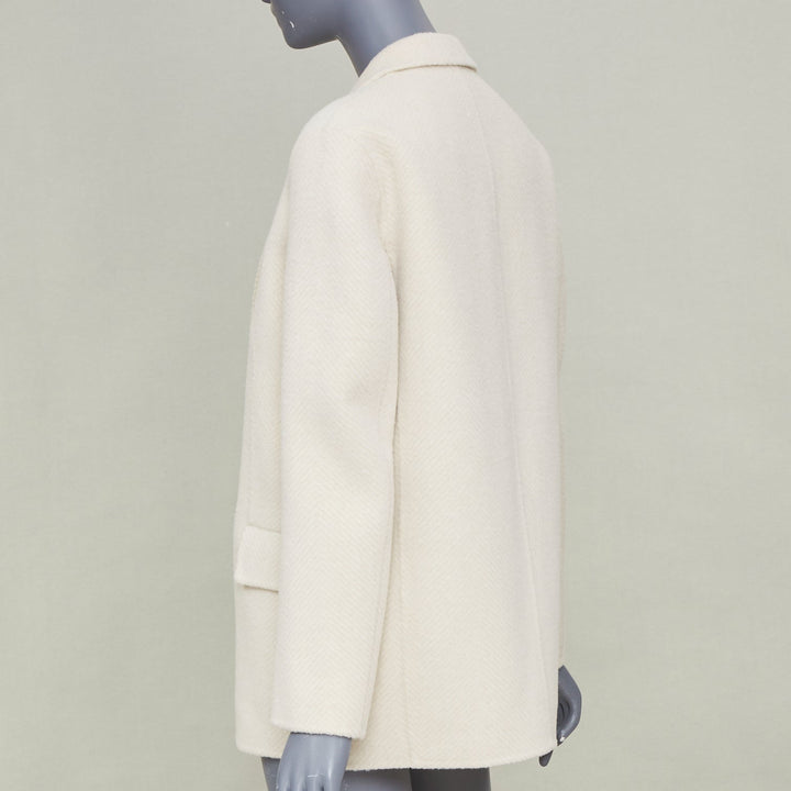 THEORY 2021 Silenna Chevron Good Wool textured open front off white outerwear P