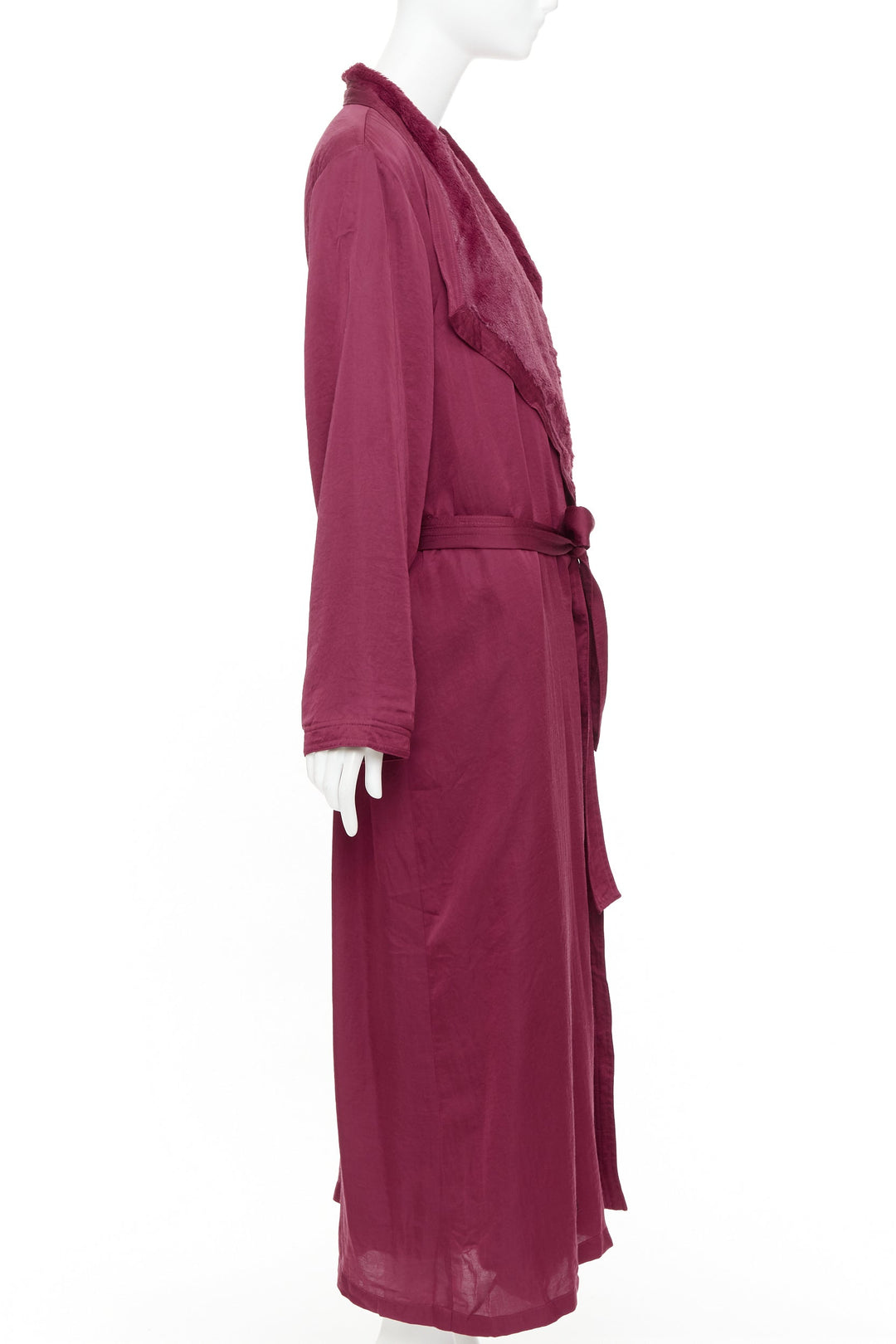 DONNA KARAN Sleepwear burgundy red towel lined belted bath robe M