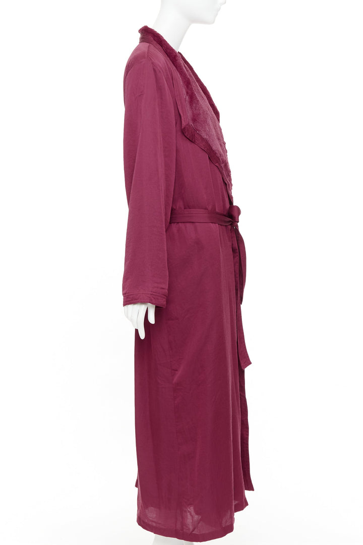 DONNA KARAN Sleepwear burgundy red towel lined belted bath robe M
