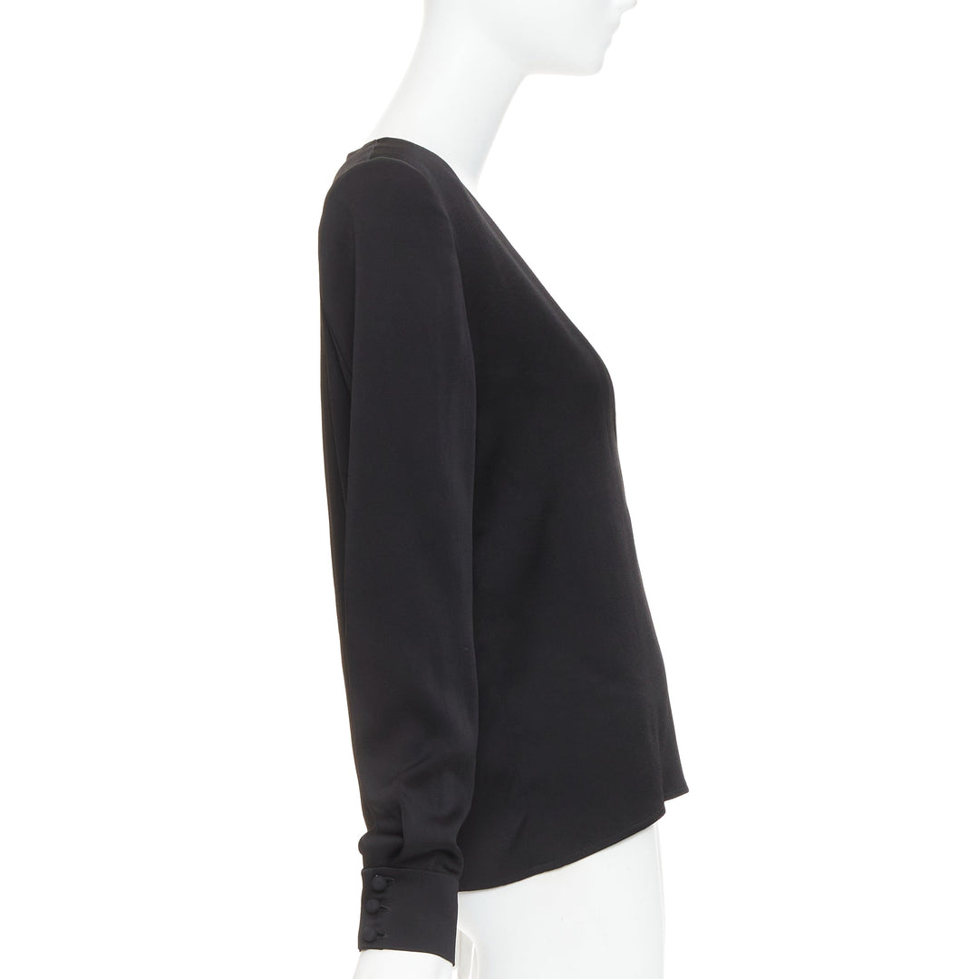 ALEXANDRE VAUTHIER COUTURE black padded shoulder scoop neck long sleeve top