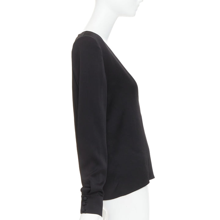 ALEXANDRE VAUTHIER COUTURE black padded shoulder scoop neck long sleeve top