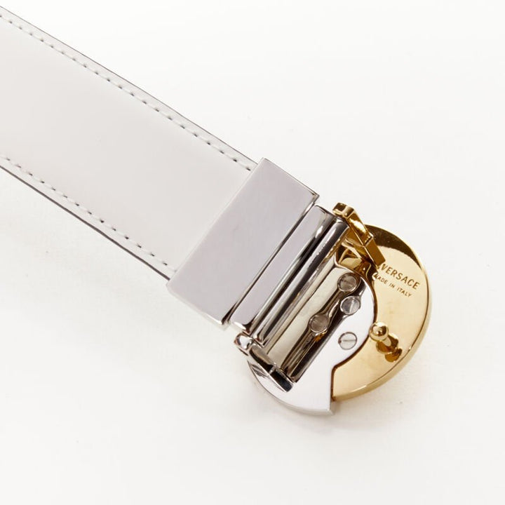 VERSACE Demi Medusa Reversible black white split coin belt 95cm-105cm