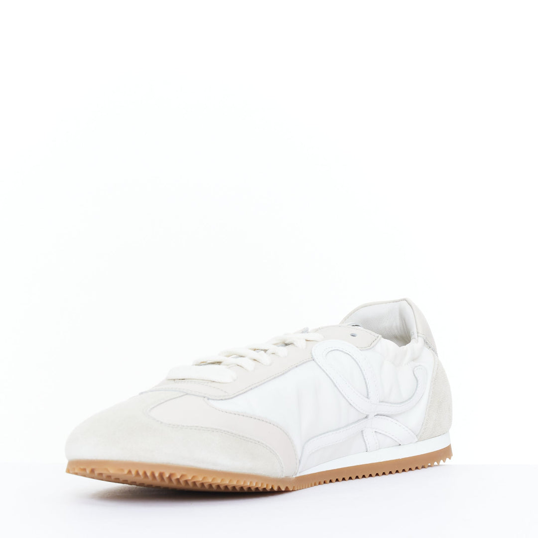 LOEWE Flow Runner white nylon light beige suede classic low top sneaker EU38 US8