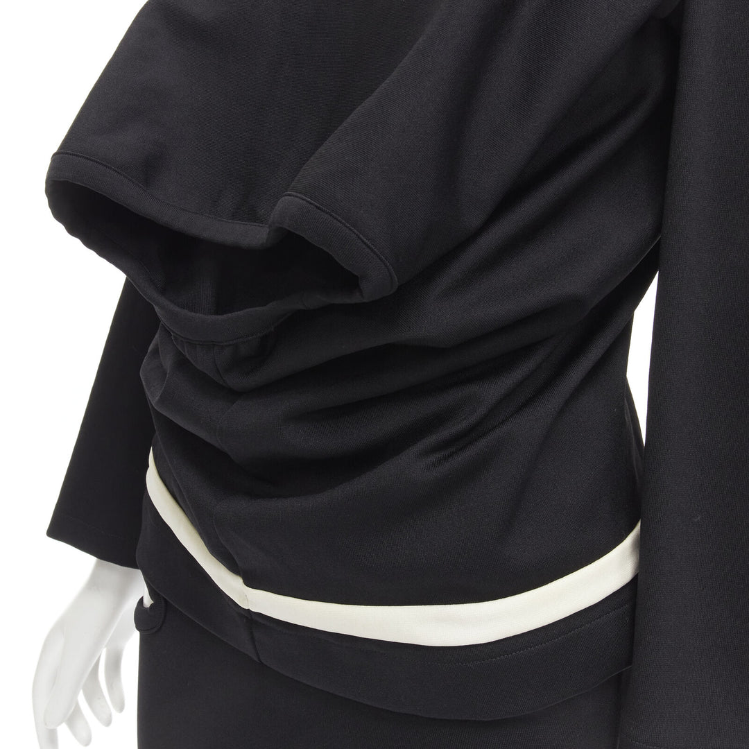 COMME DES GARCONS 1990s Vintage black peterpan collar cut out draped top skirt S