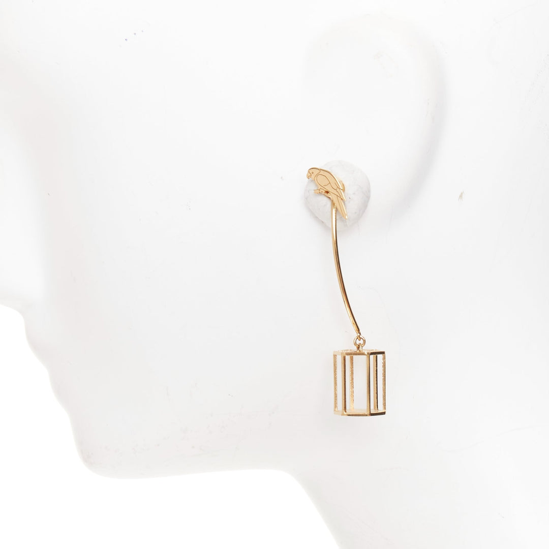 rare CELINE 2017 Phoebe Philo Animalerie Birdcage asymmetric drop stud earring