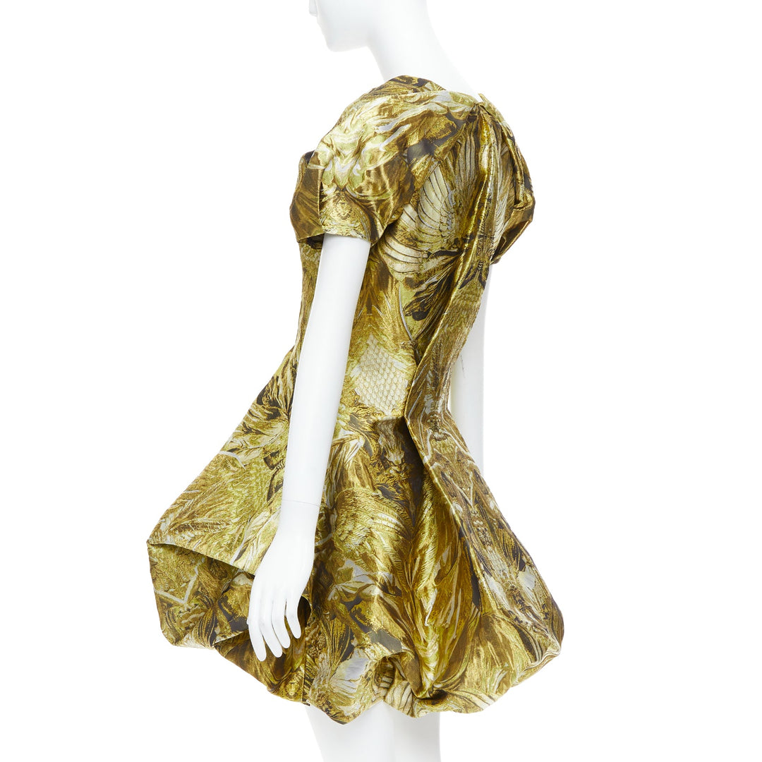 ALEXANDER MCQUEEN 2010 Angels Demons Runway gold medieval jacquard dress IT40 S