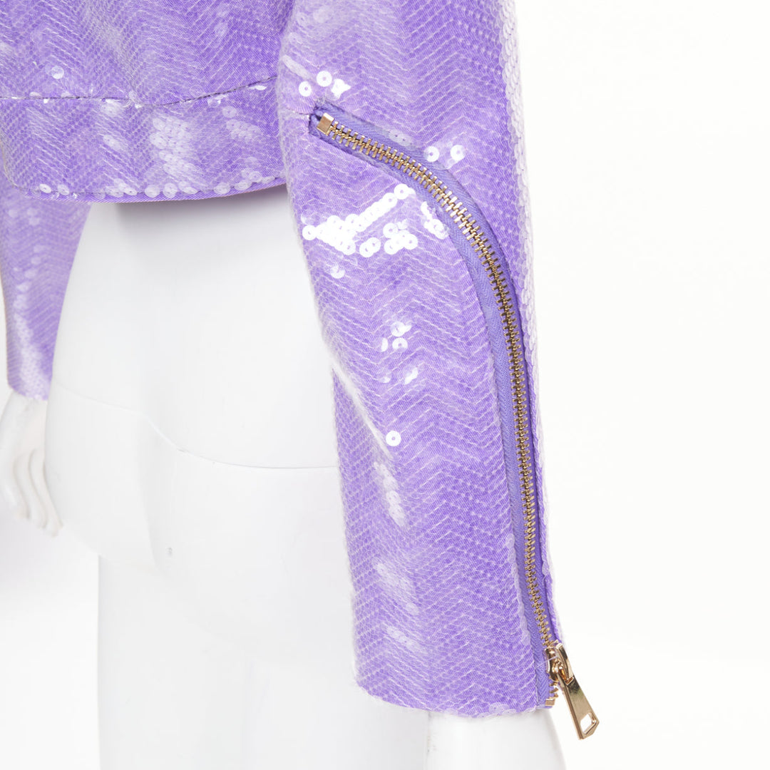 ZHIVAGO That Old Houdini Magic purple pink heat activated sequin jacket UK6 XS