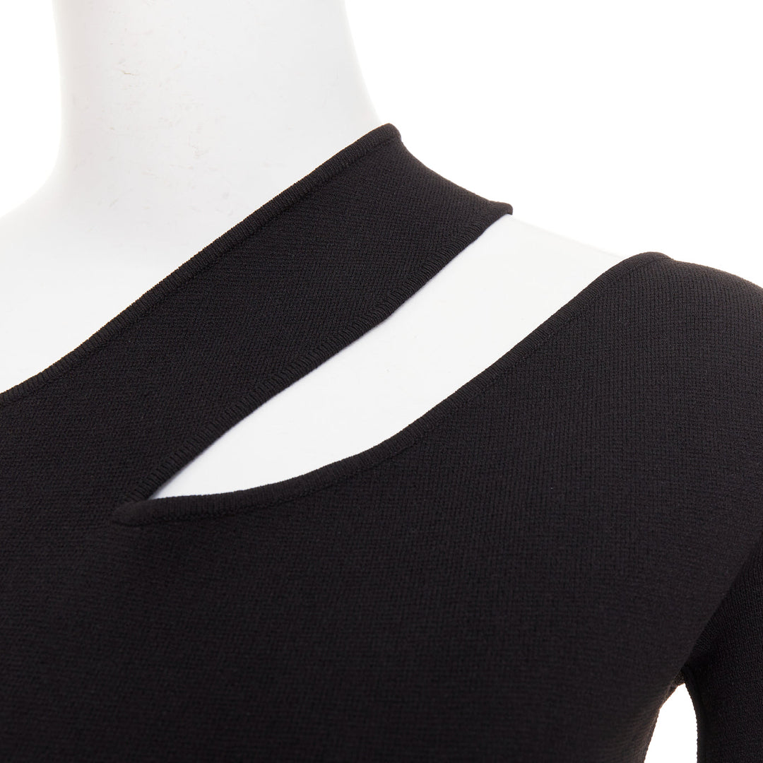 NANUSHKA 2021 Olivia black asymmetric cut out shoulder long sleeves top XS