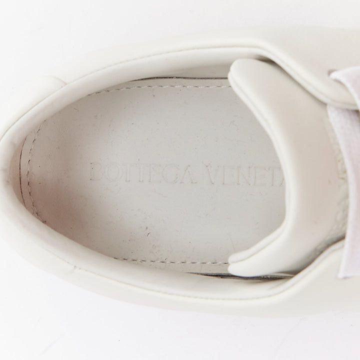 BOTTEGA VENETA white leather minimal lace up sneakers EU39