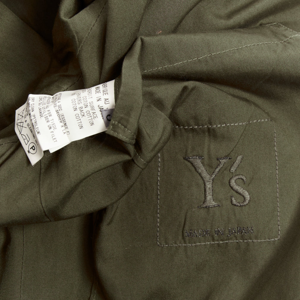 Y'S YOHJI YAMAMOTO green asymmetric zip up multi pockets military jacket JP3 L