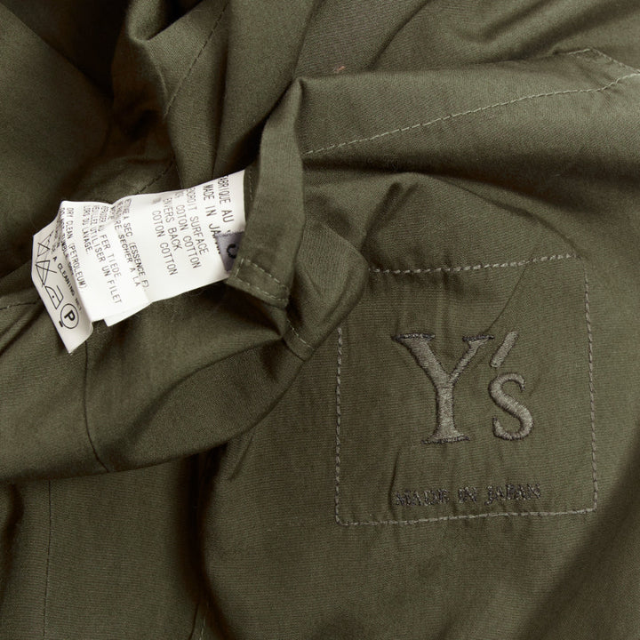 Y'S YOHJI YAMAMOTO green asymmetric zip up multi pockets military jacket JP3 L