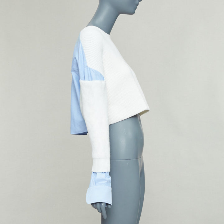 T ALEXANDER WANG cream blue cotton blend hybrid sweater shirt XS