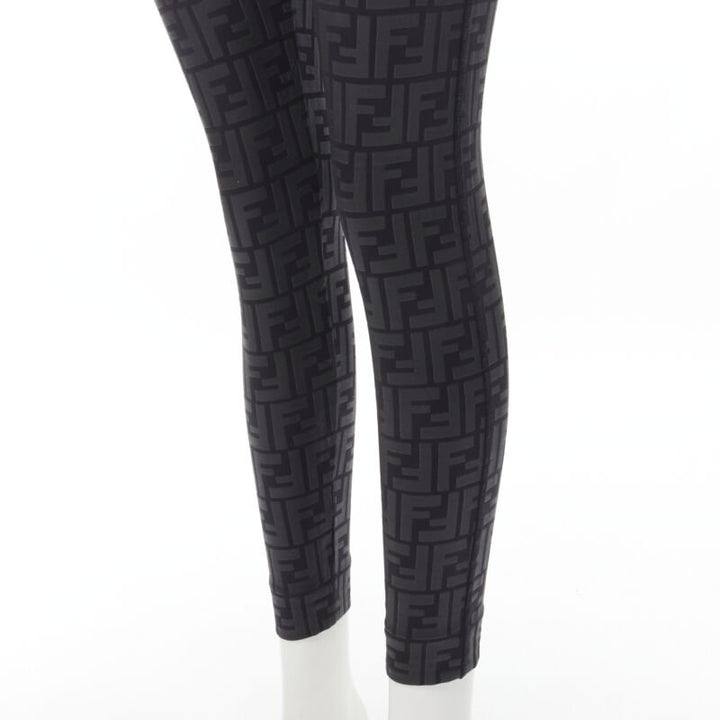 FENDI Forever FF Zucca monogram black bra top legging pant set XS