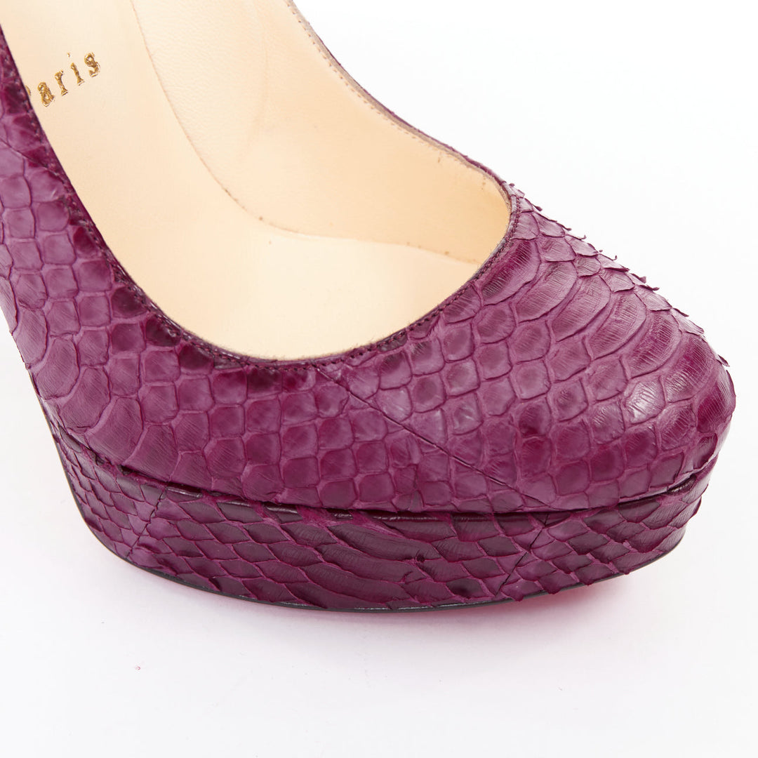 CHRISTIAN LOUBOUTIN Bianca 140 Amethyste purple watersnake platform pumps EU37