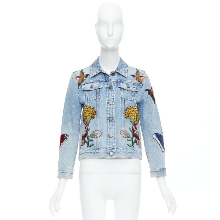 GUCCI L'Aveugle Par Amour blue embroidered denim patch denim jacket IT38 XS