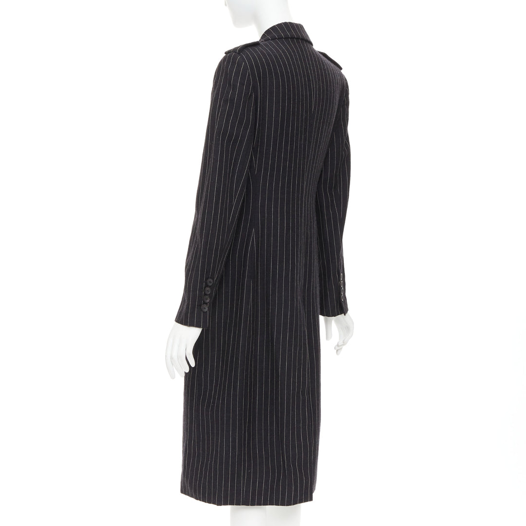 rare GUCCI Tom Ford 1996 Vintage Runway black wool pinstripe overcoat IT42 M