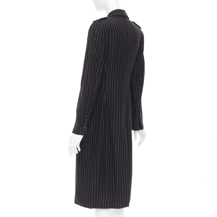 rare GUCCI Tom Ford 1996 Vintage Runway black wool pinstripe overcoat IT42 M