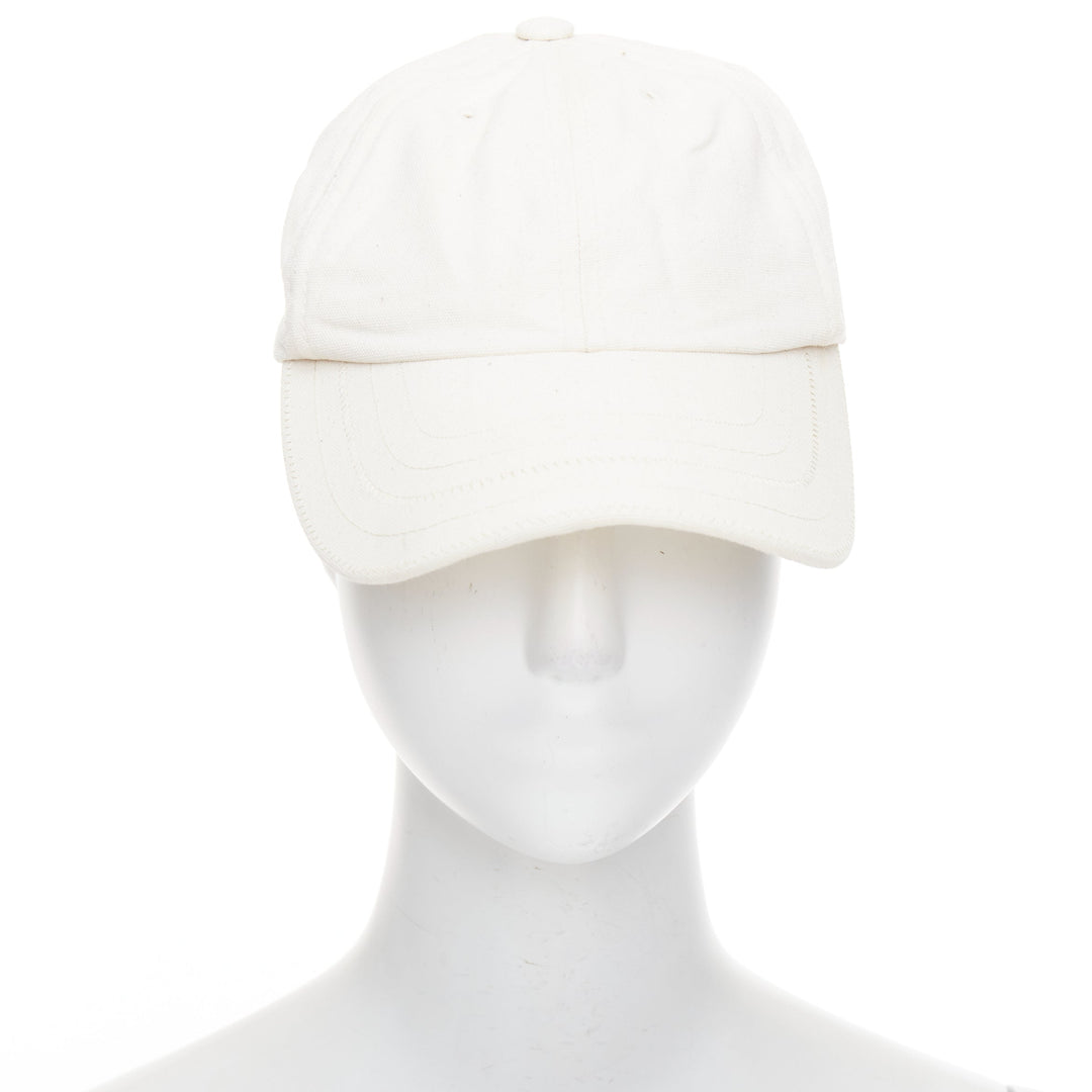 JACQUEMUS cream cotton white embroidered logo baseball cap hat 56cm