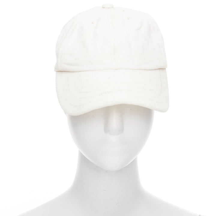 JACQUEMUS cream cotton white embroidered logo baseball cap hat 56cm