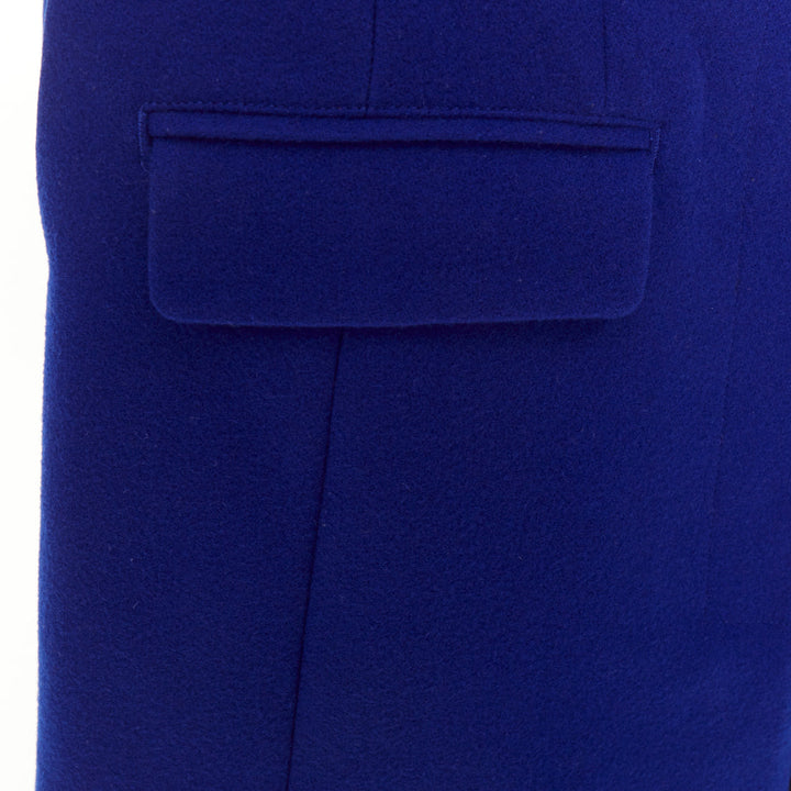 SACAI 2014 Double Skirt Hybrid cobalt wool navy pleated sheer wrap skirt JP1 S