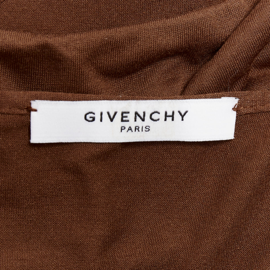 GIVENCHY brown draped jersey ruched back asymmetric high low hem skirt