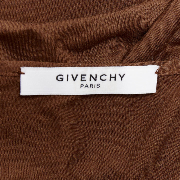 GIVENCHY brown draped jersey ruched back asymmetric high low hem skirt