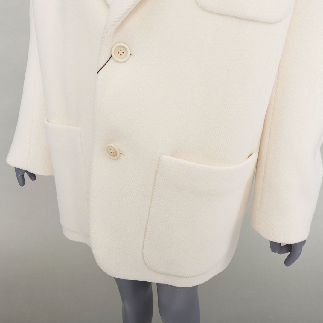 SAINT LAURENT 2023 Runway ocru chevron wool Extreme Power shoulder blazer OS