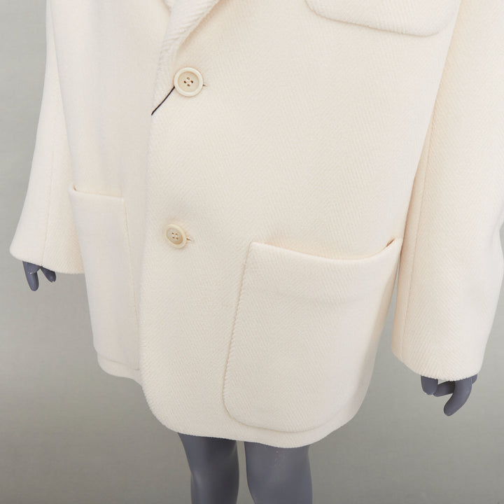 SAINT LAURENT 2023 Runway ocru chevron wool Extreme Power shoulder blazer OS