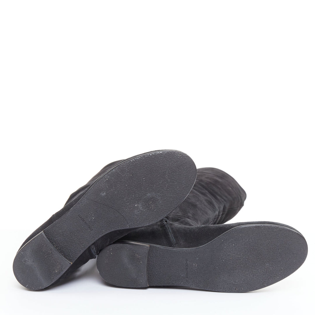 GIUSEPPE ZANOTTI Sandra black suede flat over the knee thigh high boots EU35