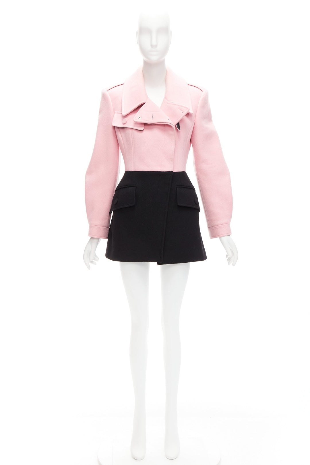 ALEXANDER MCQUEEN 2019 virgin wool black pink utility pocketed jacket IT42 M
