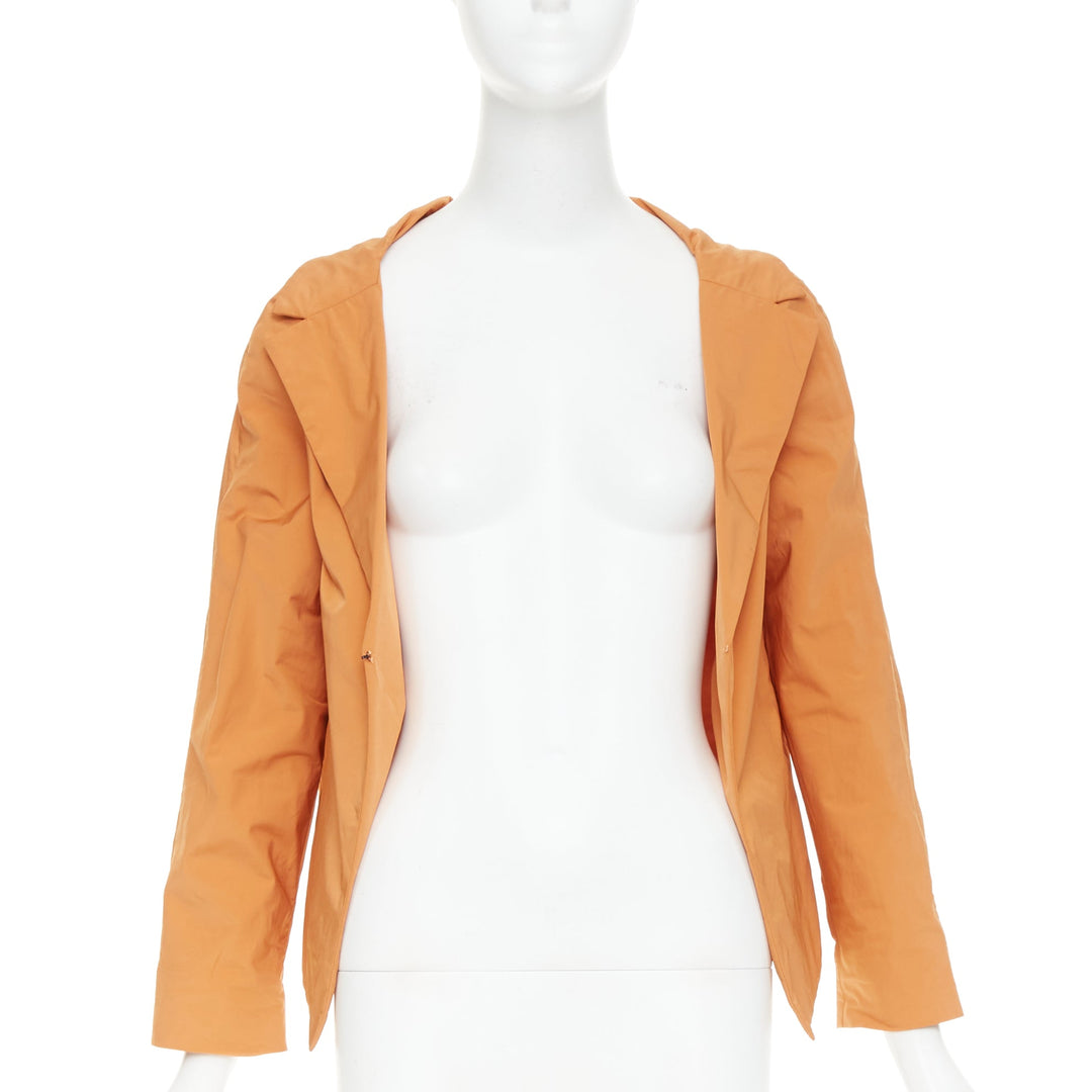 MARNI orange nylon blend notch lapel single breasted cropped blazer IT36 XXS