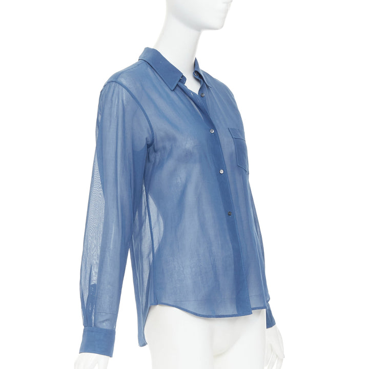 JIL SANDER 2011 Raf Simons blue cotton sheer patch pocket shirt FR36 S