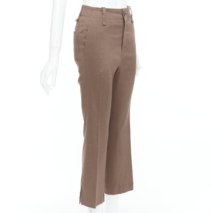 ISSEY MIYAKE brown linen blend high waist pants JP1 S