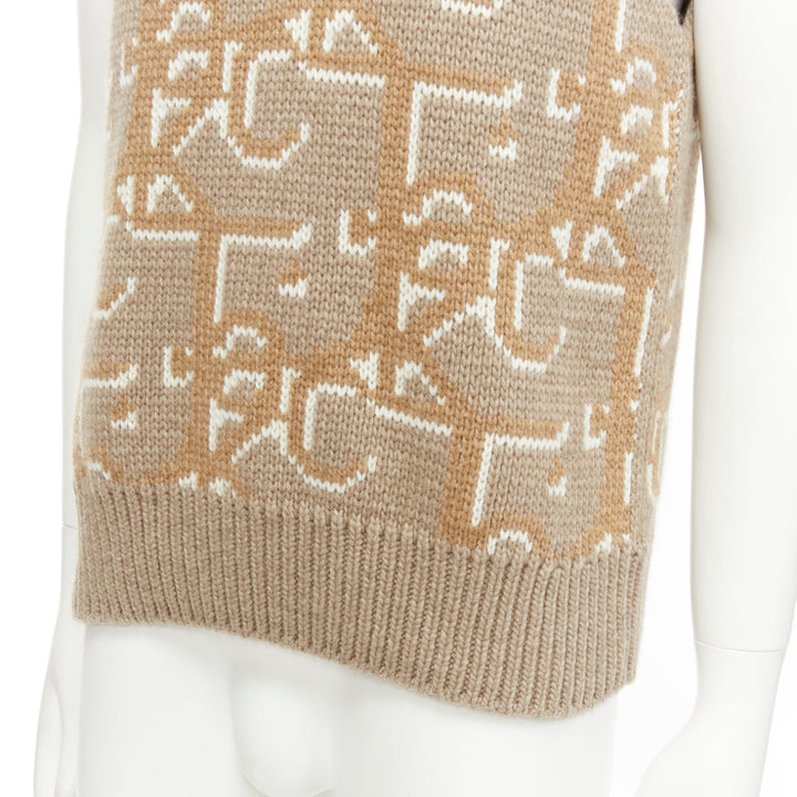 Male mannequin wearing Dior by Kim Jones 2022 Travis Scott Beige Cashmere Men Sweater in Size  XXS | Available at JHROP